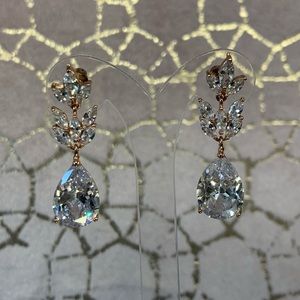 Bridal crystal jewelry earrings rose gold